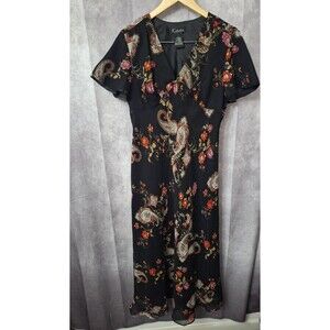 Vintage K-Studio Whimsigoth Maxi Dress Sz 14 Semi Sheer Paisley Y2K Fairy Grunge